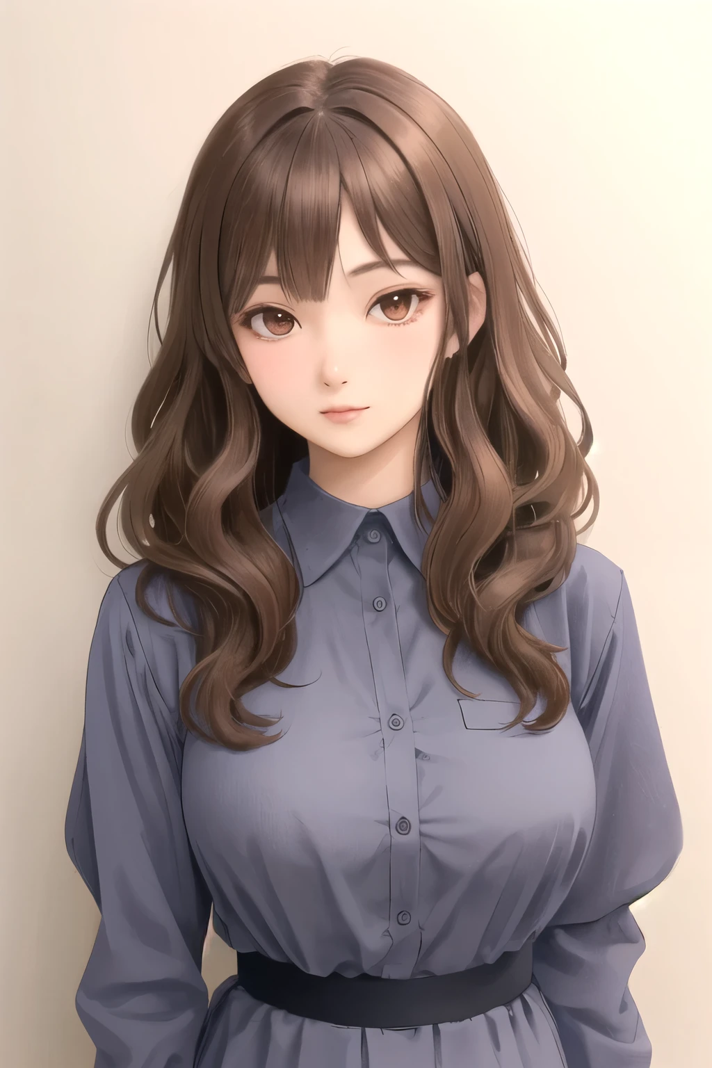 (Highest quality, masterpiece:1.2), sketch full view of a hot looking dark brown skin 29 year old woman standing in front of us. She has brown eyes and long, curly white hair.. She has vampire fangs. She has a beautiful curvaceous figure. She is wearing a plain slim buttoned long sleeve shirt dress. shadow background. sketch. shading. Lighting.She has a tan.
