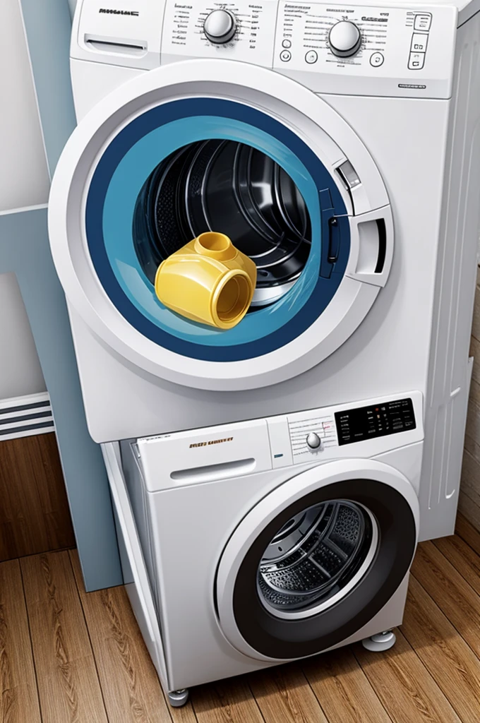 Muscle washing machine character cartoon