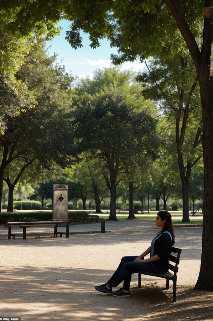 scenery: a park, two characters (Well y Laura) sitting on a bench.
Bocadillo*: Well: "Did you know what Carla did yesterday??"
kinetic sign*: Flechas señalando a Well y Laura para identificarlas.