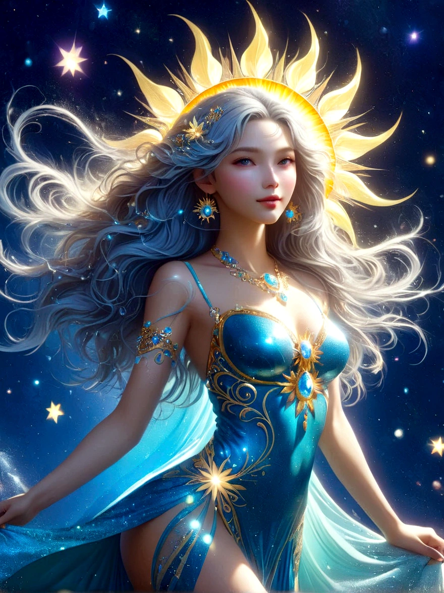 1xknh1, (full-body shot:1.4), A super beautiful Dew goddess, your beauty is like the sun, shining like crystals, pure, beautiful, fresh