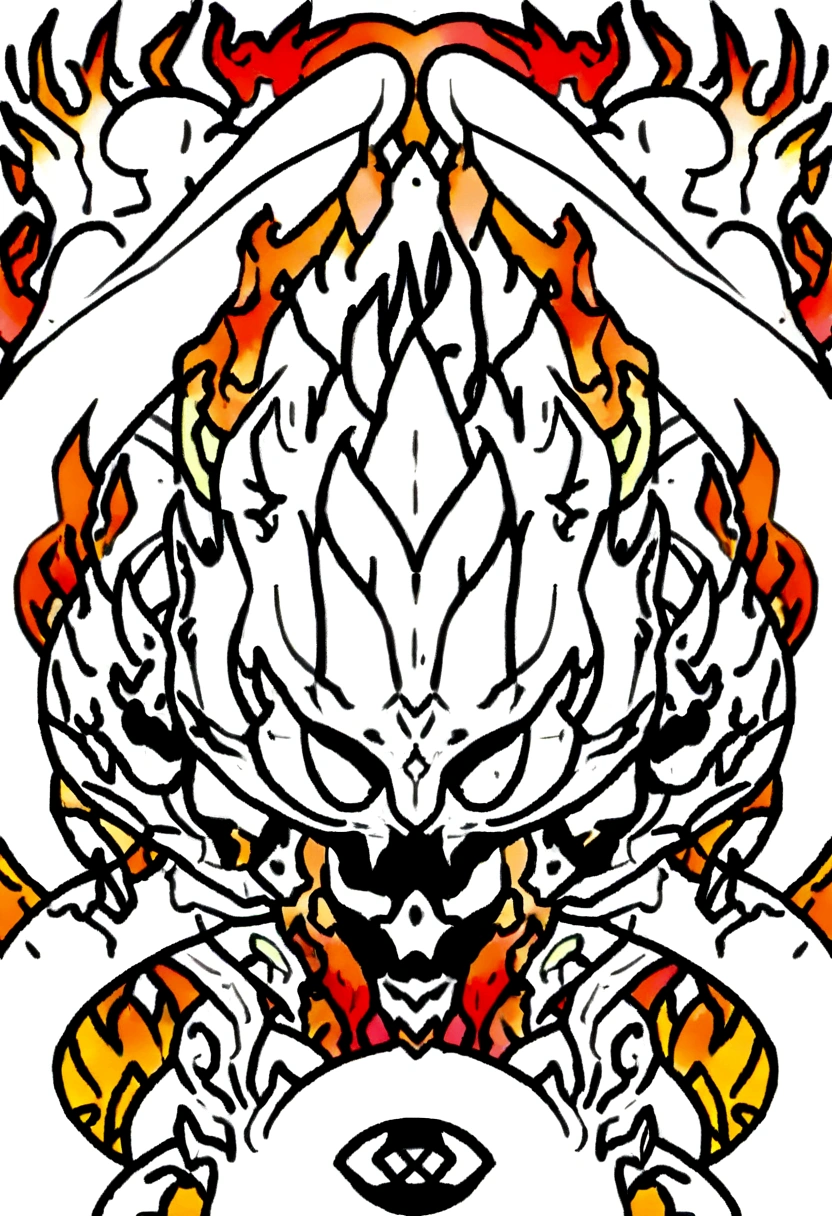 ::style vetor, vectorized logo of a 7-headed white naga dragon, soon in (((rounded shape))), bright coloured, white outlines and backgrounds, flames around the logo  ::n_style image background, Deformations in the logo, animated cartoon, アニメ