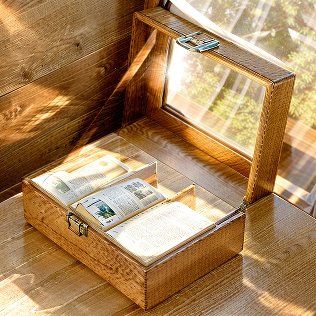 In this cozy room,A ray of sunlight shone on the table through the half-drawn curtains,Let the wood grain on the watch storage case shine with a faint sheen。There is a calm and serene atmosphere in the surrounding air。Several still lifes hang on the walls of the room,It adds a touch of elegance to the space。And on the other side of the room,A half-open window lets the breeze blow in,The pages on the small desk by the window flipped in the wind,This quiet scene gives a sense of tranquility and comfort。