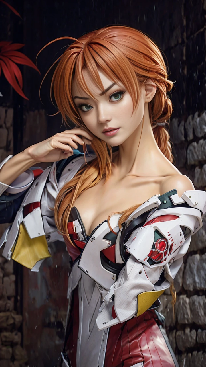 Generate an extremely photorealistic image of Kokoa Shuzen from "Rosario + Vampire" in a with red twin-tails and green eyes. The scene should feature lifelike textures and details, with natural lighting highlighting her fierce and captivating presence. Keywords: 64K, photorealistic, UHD, hyper-detailed, HDR, professional photography, realistic rendering, lifelike, Kokoa Shuzen, .