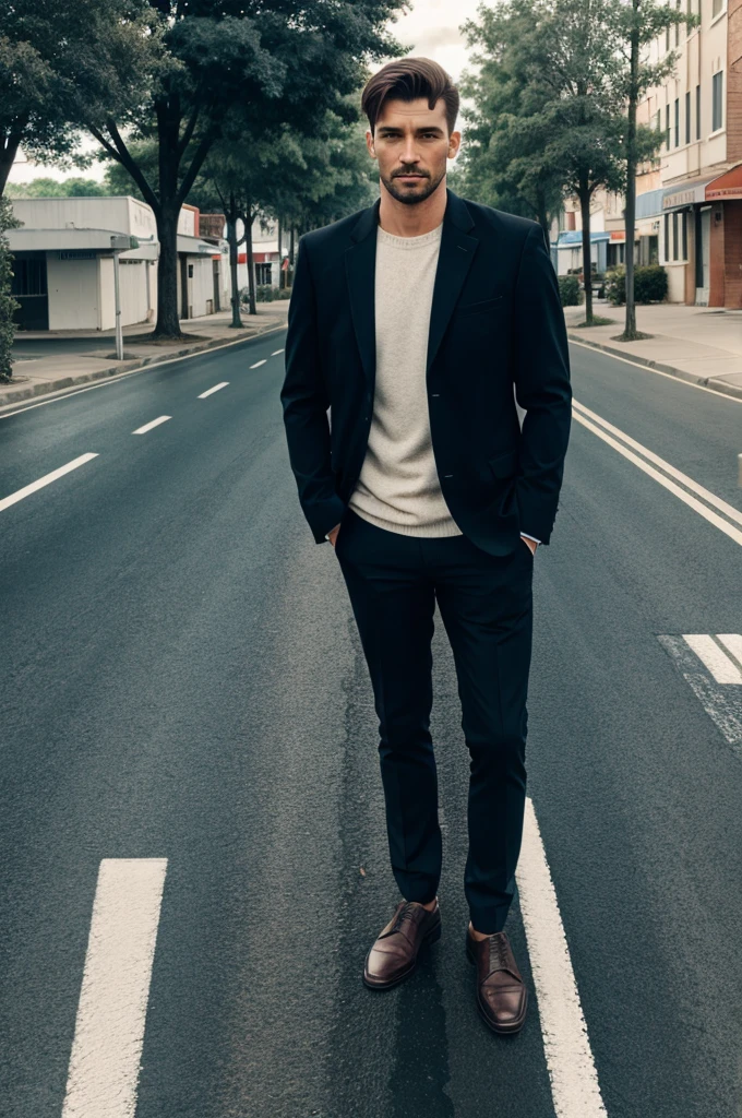 A man standing on the road