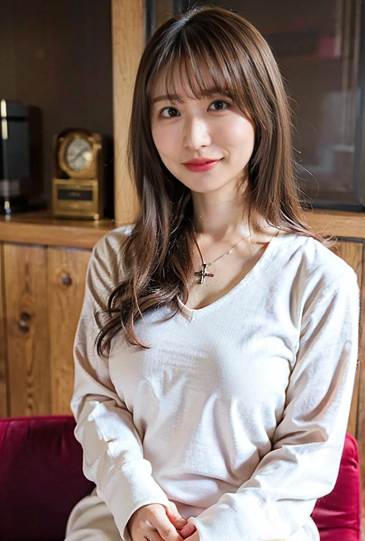 ((Eyes light up、Emphasise droopy eyes、Lashes dense、服の上からでもわかるBig Breasts、Blushing、Both hands are in front of the belly button、A photo of panties visible through a short polo shirt、Roll up your shirt with your hands、She is wearing a white polo shirt and luxurious white panties.、:1.4))、In the living room、Length Cream Hair Color、Her huge breasts are obvious even through her clothes...、Small earrings、Light brown hair color、:1.4))、Shiny Hair、Light beige hair color、Background Blur、Light brown hair、{{Cowgirl Shot}}、((Close-up shot from the waist up、Big Breasts:1.4))、Big Breasts、にっこりsmile、服からでも分かるBig Breasts、Cowboy Shot、素敵なsmile、((Revealing clothing))、Full body photo、ring、Tuck your hair behind one ear、Silver Necklace、smile、Caustics、Highly detailed photos、Big Breasts、Super no makeup、(8K、RAW Photos、Highest quality、masterpiece:1.2)、(Realistic、Realistic)、1 Girl、((Big Breastsショートヘア、Looking into the camera:1.4))、Hair blowing in the wind