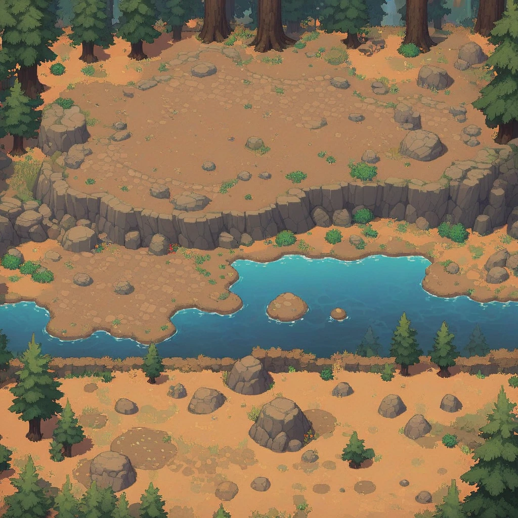 retro video game style,pixelated, vibrant pastel colors,8-bit characters,blocky shapes,sharp lines,detailed shading,classic gaming vibe,nostalgic atmosphere,classic arcade games,masterpiece:1.2,ultra-detailed,illustration style, 2d texture, clay texture, stone texture, 4 k seamless mud texture, video game texture, dirt texture, tileset, game tiles, clay material, flat texture, grass, trees, rock texture, rocky ground, forest, topdown view, game texture, game art, ground very detailed, dirt, floor texture, tileable texture, flowers, bushes, shrubs, intricate ground stone, top down view, 3/4th perspective