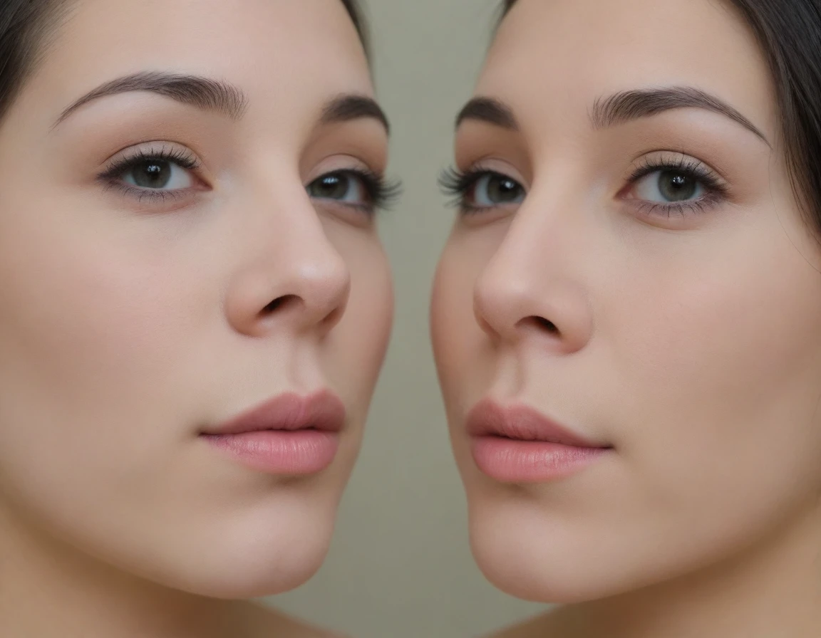 describe the situation as accurately and in detail as possible when one nineteen-year-old girl on the right in the frame feeds her breasts with another twenty-five-year-old girl on the left in the frame
*oval face shape
*shape of eyes and eyebrows
*shape of the nose and nostrils
*shape of cheekbones and cheeks
*lip shape
*jaw shape
*chin shape