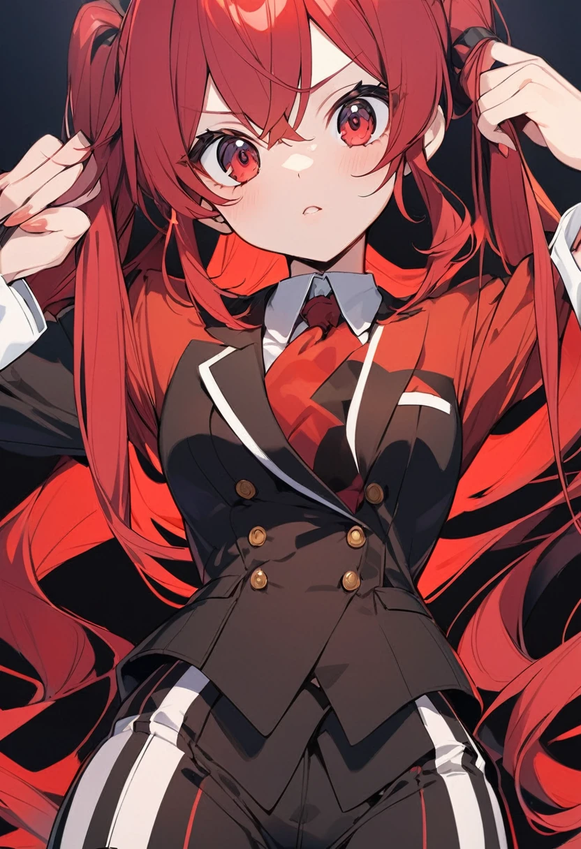 Anime Woman Red Hair Twintail With Suit scarlet