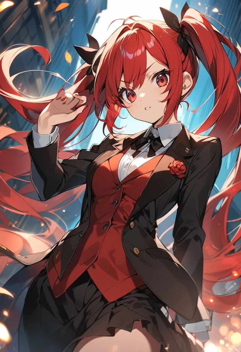 Anime Woman Red Hair Twintail With Suit scarlet