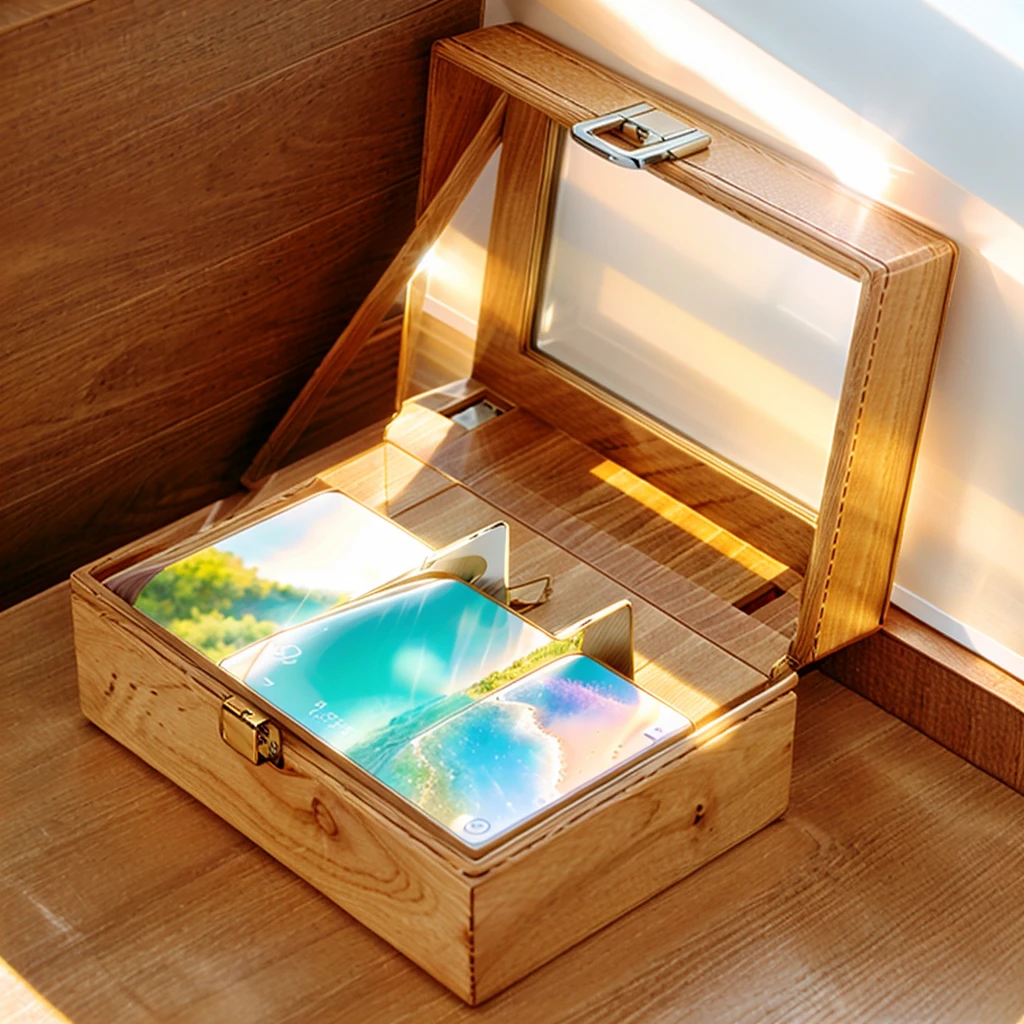In this cozy room,A ray of sunlight shone on the table through the half-drawn curtains,Let the wood grain on the watch storage case shine with a faint sheen。There is a calm and serene atmosphere in the surrounding air。Several still lifes hang on the walls of the room,It adds a touch of elegance to the space。And on the other side of the room,A half-open window lets the breeze blow in,The pages on the small desk by the window flipped in the wind,This quiet scene gives a sense of tranquility and comfort。