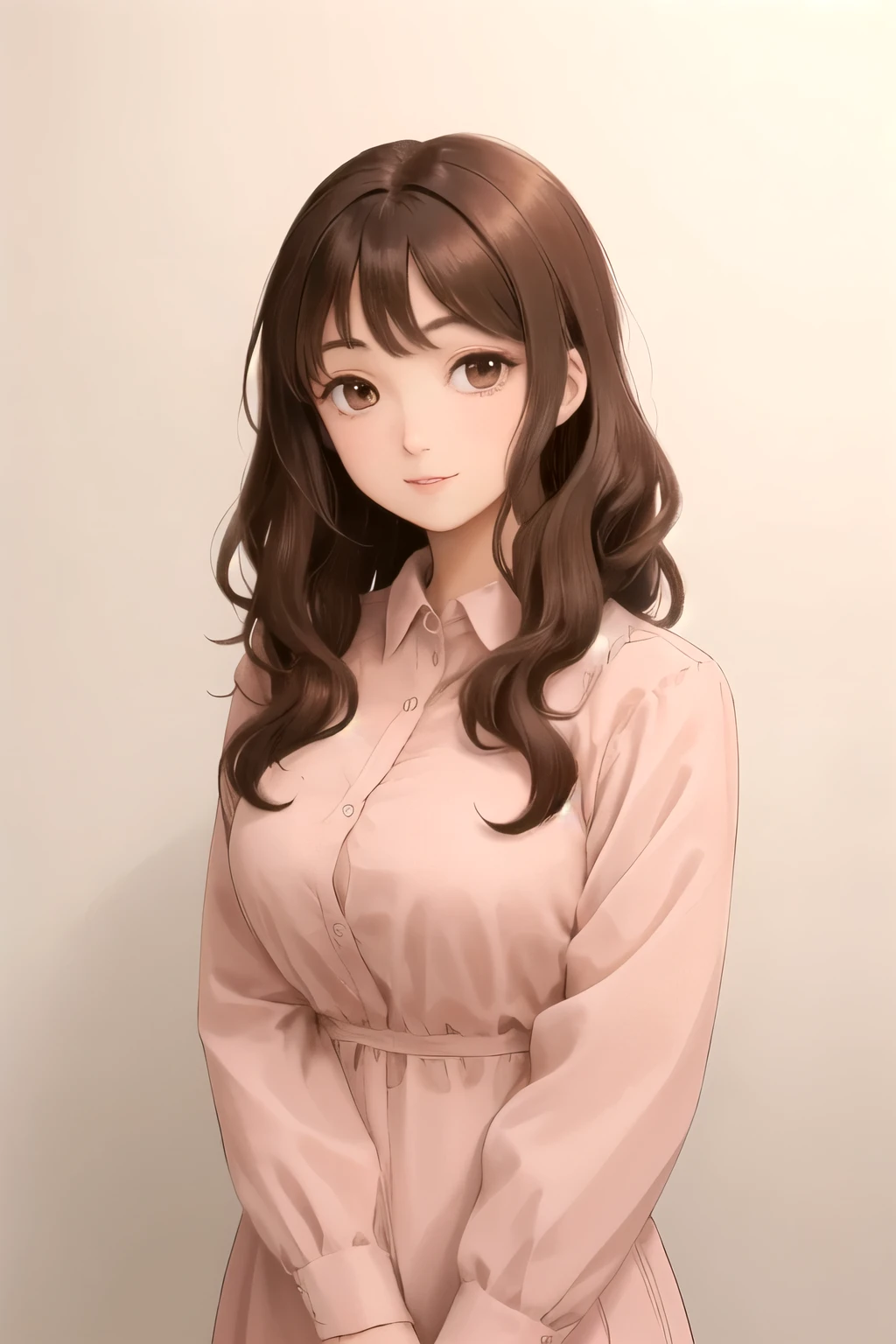 (Highest quality, masterpiece:1.2), sketch full view of a hot looking dark brown skin 29 year old woman standing in front of us. She has brown eyes and short, curly white hair.. She has vampire fangs. She has a beautiful curvaceous figure. She is wearing a plain slim buttoned long sleeve shirt dress. shadow background. sketch. shading. Lighting.She has a tan.