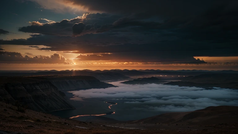A tranquil panorama of Earth bathed in twilight light, foreshadowing the impending apocalyptic storm to come.
