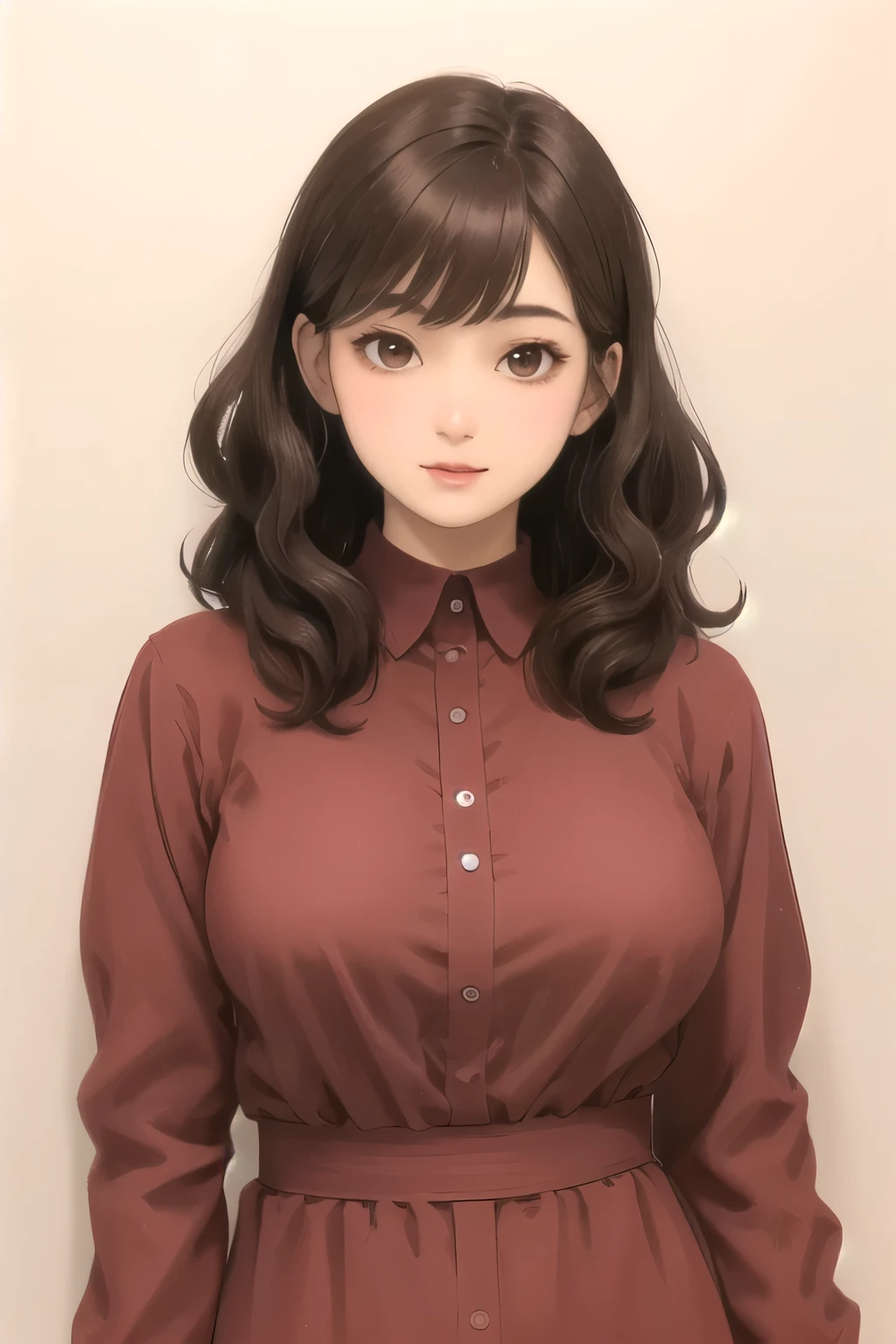 (Highest quality, masterpiece:1.2), sketch full view of a hot looking dark brown skin 29 year old woman standing in front of us. She has brown eyes and short, curly white hair.. She has vampire fangs. She has a beautiful curvaceous figure. She is wearing a plain slim buttoned long sleeve shirt dress. shadow background. sketch. shading. Lighting.She has a tan.