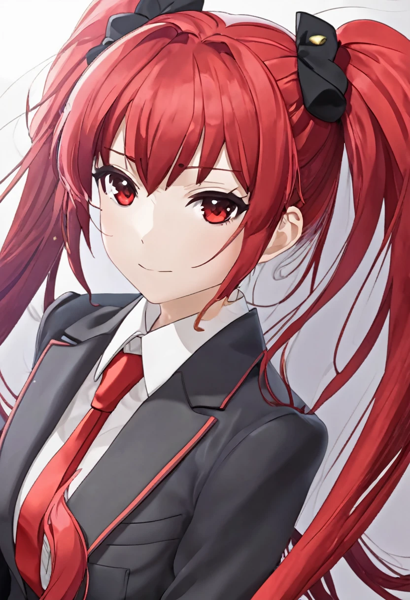 Anime Woman Red Hair Twintail With Suit Red
