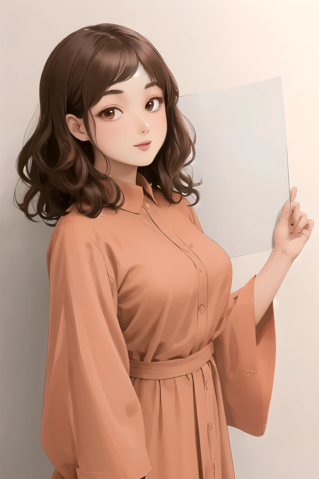 (Highest quality, masterpiece:1.2), sketch full view of a hot looking dark brown skin 29 year old woman standing in front of us. She has brown eyes and short, curly white hair.. She has vampire fangs. She has a beautiful curvaceous figure. She is wearing a plain slim buttoned long sleeve shirt dress. shadow background. sketch. shading. Lighting.She has a tan.