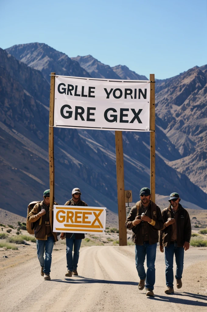 Eagles carrying a sign that says "GREX"