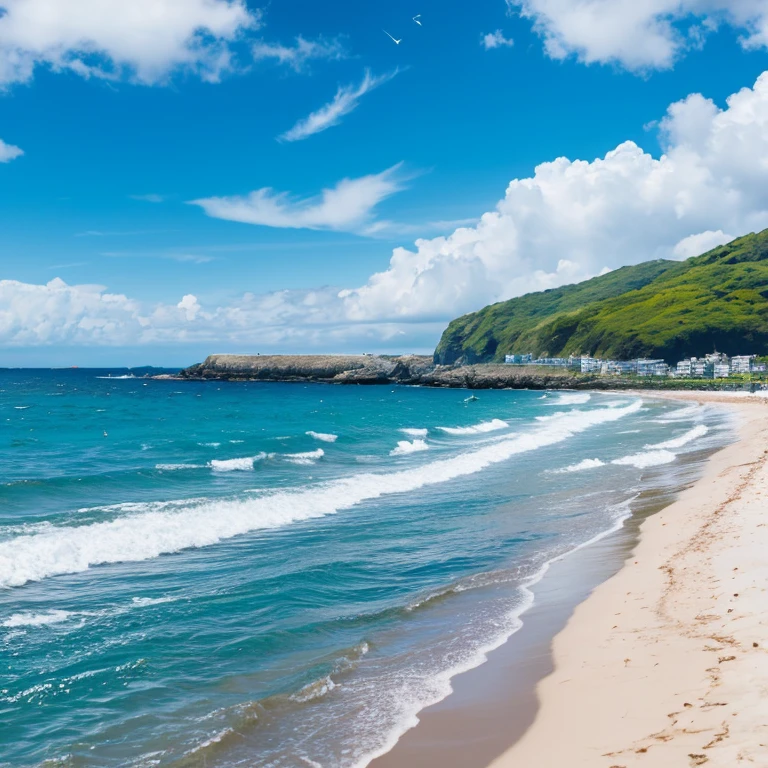 photograph、landscape、blue sky、Ocean、Seagull、