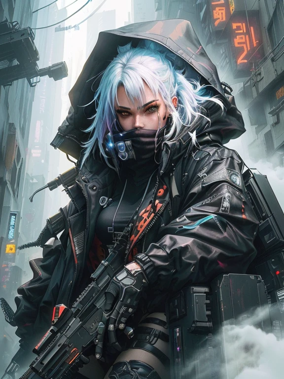 a person with a gun in a city with buildings, anime ciberpunk art, digital cyberpunk anime art, cyberpunk anime art, digital cyberpunk - anime art, anime ciberpunk, modern cyberpunk anime, cyberpunk assassin, Advanced digital cyberpunk art, dark cyberpunk illustration, gothic - cyberpunk, cyberpunk themed art, cyberpunk artstyle, style of cyberpunk, cyberpunk character art, high quality cyberpunk art
