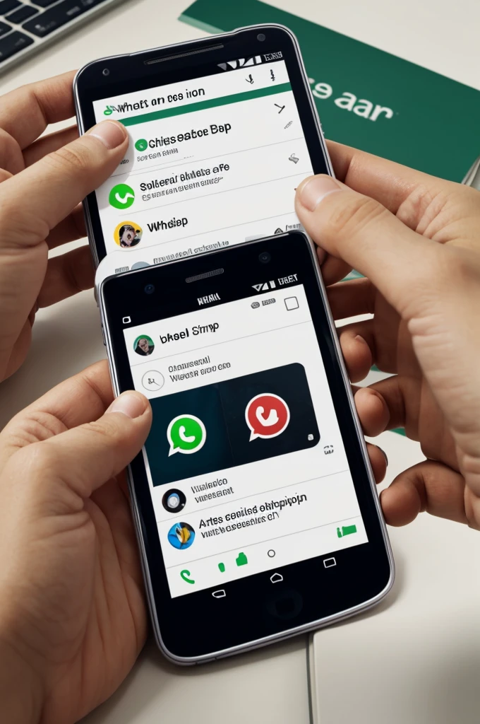 Create an image of a cell phone inside the WhatsApp Chat 