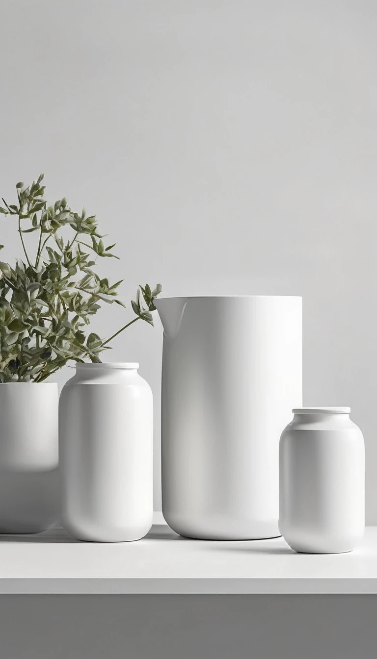 Create a hyper-realistic image of a minimalistic product background in a pristine white color. The background should be perfectly smooth and even, with no visible imperfections or textures. The lighting is soft and diffused, eliminating any harsh shadows while providing gentle highlights to create a sense of depth. The overall aesthetic is clean and modern, with a serene and uncluttered feel. There should be subtle gradients of white to off-white tones to add visual interest without distracting from the product that will be placed in the foreground. Ensure the edges of the background blend seamlessly, maintaining a continuous and unbroken expanse of white. The image should exude a sense of purity and simplicity, ideal for showcasing any product with elegance and clarity