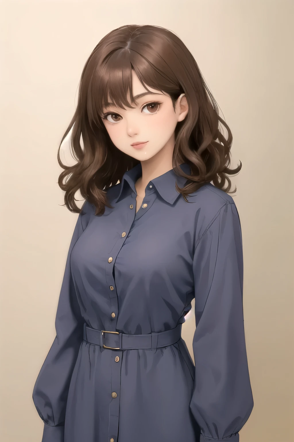 (Highest quality, masterpiece:1.2), sketch full view of a hot looking dark brown skin 29 year old woman standing in front of us. She has brown eyes and short, curly white hair.. She has vampire fangs. She has a beautiful curvaceous figure. She is wearing a plain slim buttoned long sleeve shirt dress. shadow background. sketch. shading. Lighting.She has a tan.