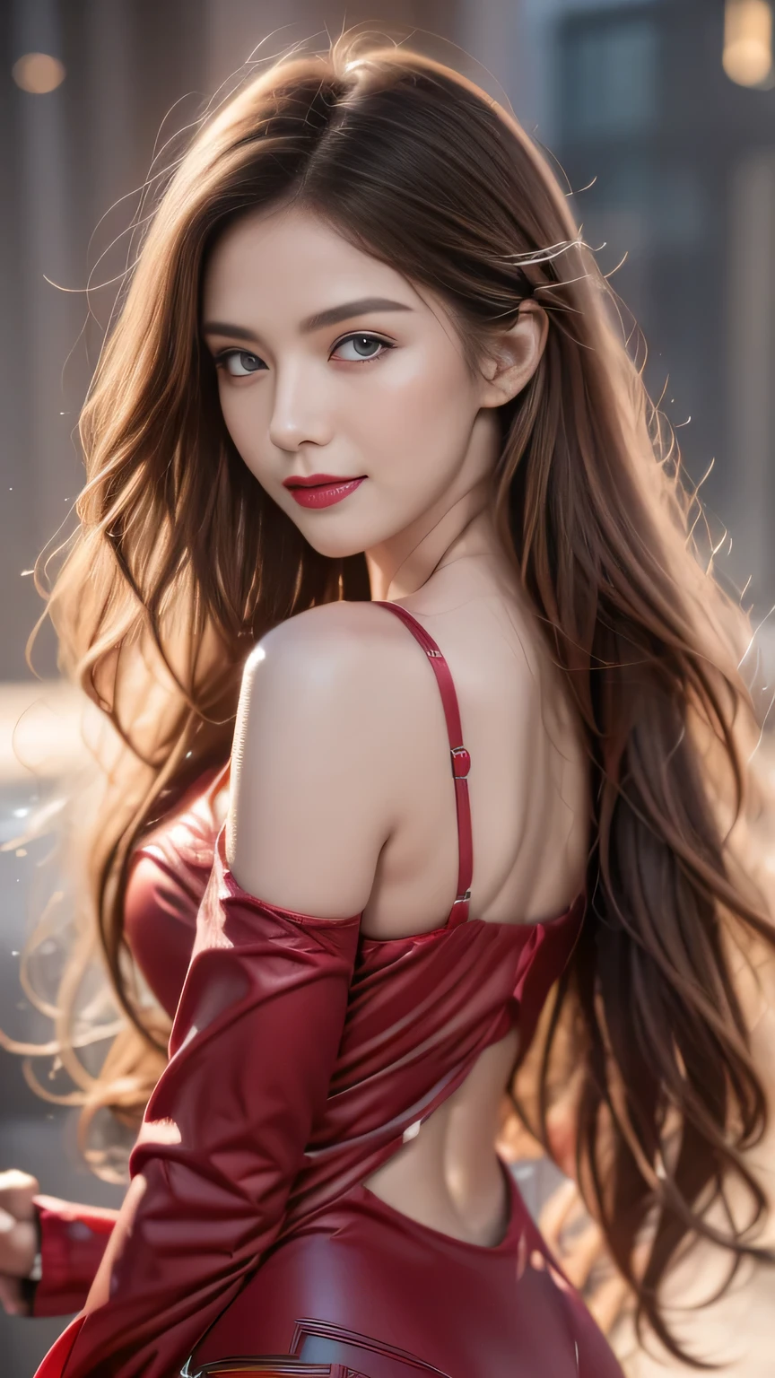 hair bobbles, wince, longeyelashes, solid circle eyes, light smile, ear blush, fang, ccurate, Surrealism, drop shadow, anaglyph, stereogram, tachi-e, ass pov, atmospheric perspective, 8K, super detail, best quality, best quality, high details, uhd, anatomically correct, retina, textured skin, masterpiece, accurate, super detail, award winning, high quality, highres，Scenes, Close-up of Scarlet Witch in Marvel, Distorted space, distorted undead in the background, lens flare, Optical axis, Intricate details, High Detail, Volumetric Lighting, 4k Rendering, picture, Surrealism, Realistic textures, Dramatic Lighting, Unreal Engine