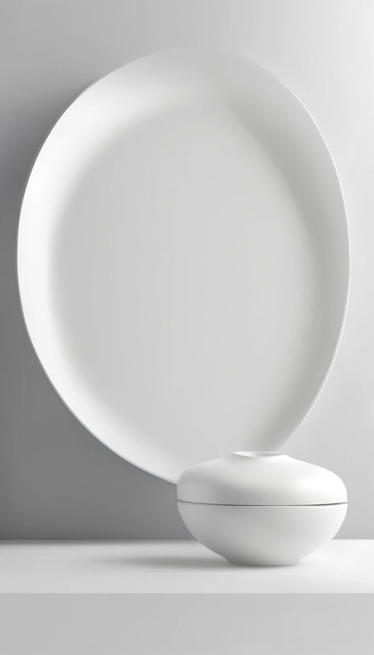 Create a hyper-realistic image of a minimalistic product background in a pristine white color. The background should be perfectly smooth and even, with no visible imperfections or textures. The lighting is soft and diffused, eliminating any harsh shadows while providing gentle highlights to create a sense of depth. The overall aesthetic is clean and modern, with a serene and uncluttered feel. There should be subtle gradients of white to off-white tones to add visual interest without distracting from the product that will be placed in the foreground. Ensure the edges of the background blend seamlessly, maintaining a continuous and unbroken expanse of white. The image should exude a sense of purity and simplicity, ideal for showcasing any product with elegance and clarity