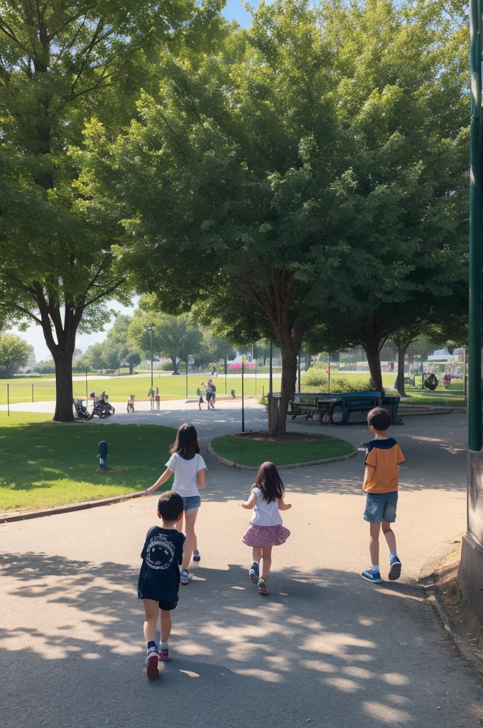 A park and very kids