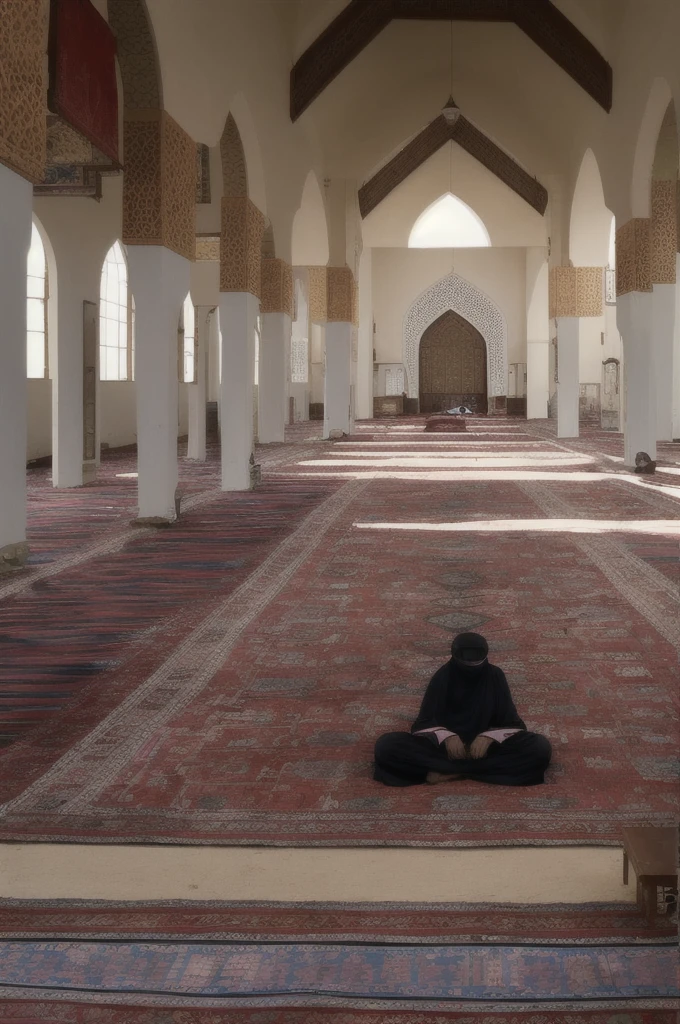Busty priest praying in a creepy abandoned house, giga_busty