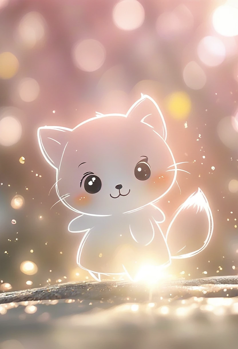 wallpaper,32k,Cartoon animals close-up light pink background、Blurred dream pictures、Strong bokeh effect