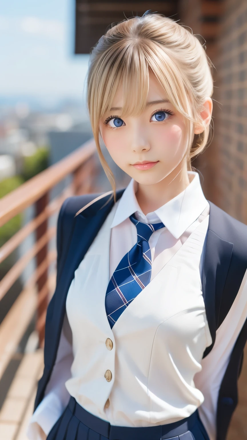 Salaryman、tie、suit、woman、Blonde、Sky Blue Eyes