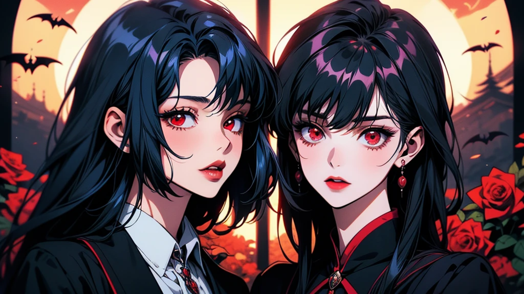 deep focus,absurdres、highest quality、Masterpiece、Official Art、The best composition、High School Girl Vampire Hunter、Has the Grim Reaper&#39;s Scythe、Wind、Black Sailor Suit、detailed eyes and face、