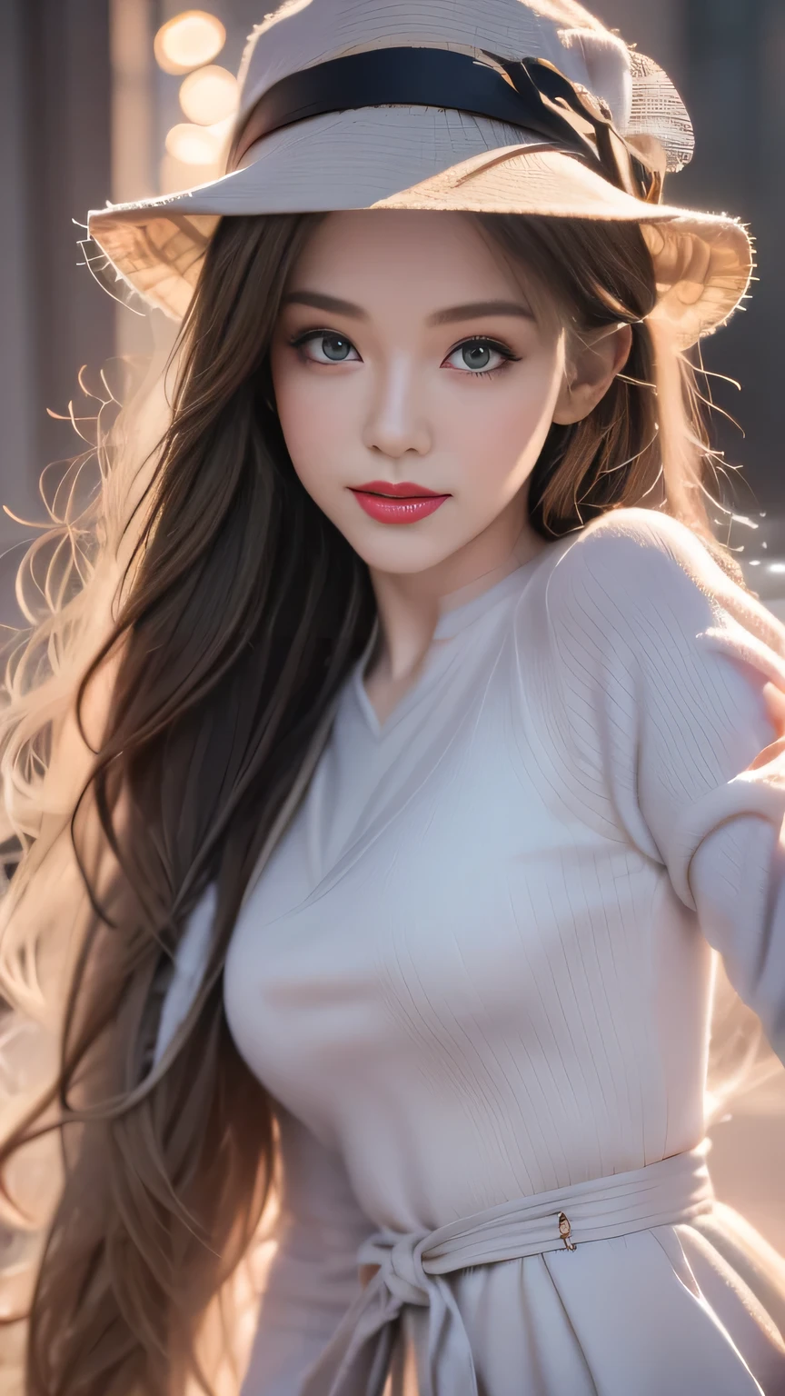 Close up of a doll wearing a hat and coat, Cute 3d rendering, Rendering a cute 3D anime girl, Realistic anime girl rendering, Soft 3d rendering, Realistic clothing, 3D Rendering Character Art 8k, Anime style 3d, 3D rendering style, Artwork in the style of Guweiz, Realistic full body