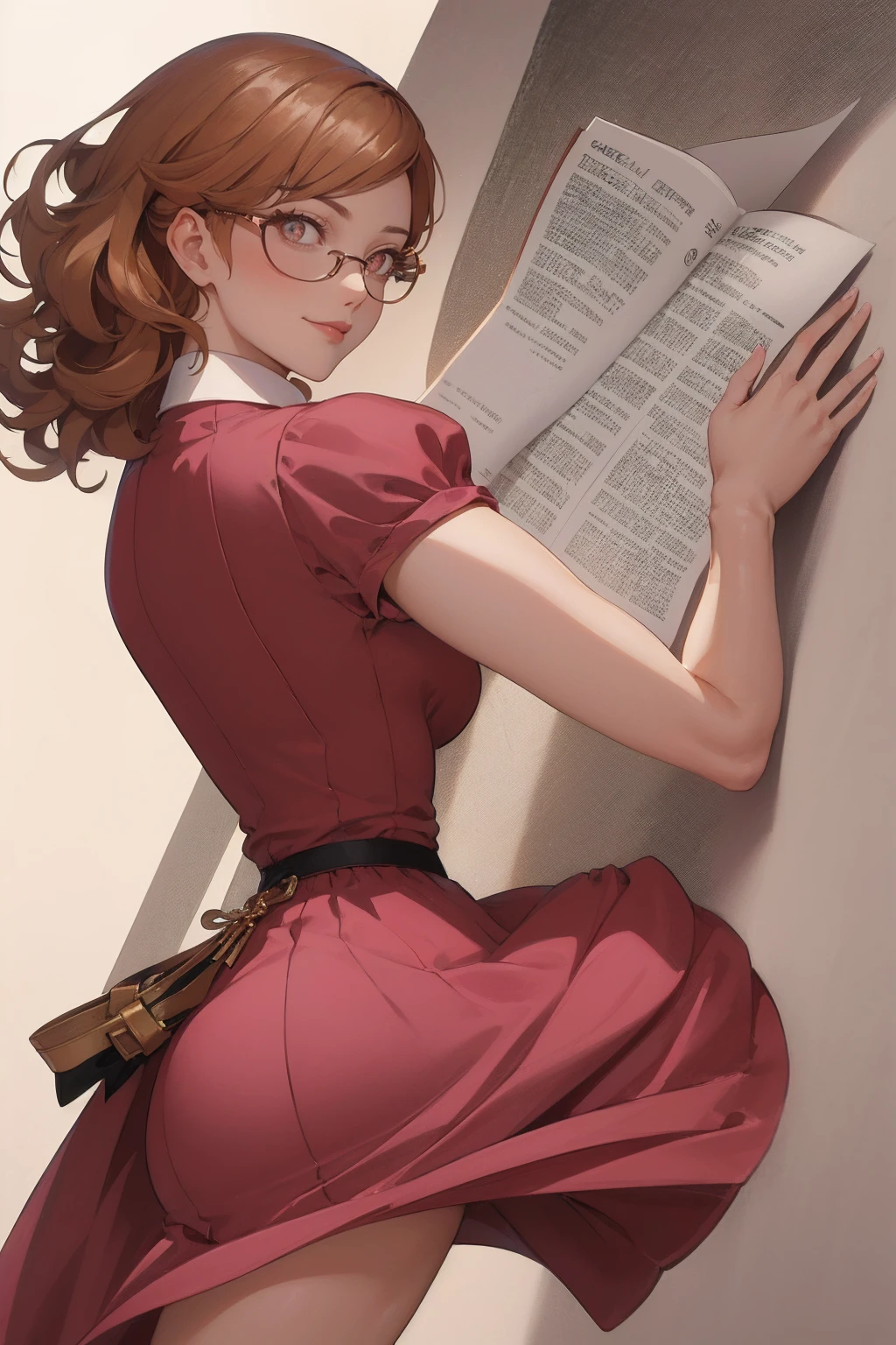 {-erro_de_anatomia:1.0}(best quality,4k,8k,highres,masterpiece:1.2) Anime girl tuxedo with curly rose gold hair and round gold glasses, rose gold eyes. Guviz style art, attractive detailed art style, Charlie Bowater Style, 1 7 - year - old cute anime girl, detailed manga style, detailed anime character art, germ of art. High detail, stunning manga art style. Rose dress. (pink dress) . Wearing rose gold Victorian clothing. Dancing, walking, drinking, reading, writing, lying, standing, on your back, dynamic poses, smile, closed mouth. Different Pose, upper body