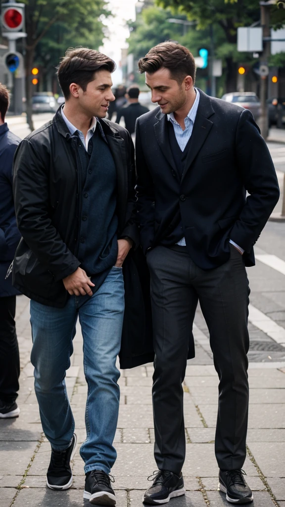 Two men are fucking in public.