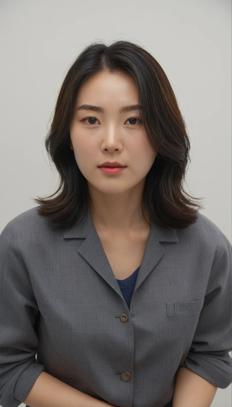 Best Quality, 8k, Masterpiece, (Portrait: 1.3), (photo realistic:1.4), (hyper realistic:1.4), Sharp Focus, looking at viewer, (smoother lighting:1.1), (increase cinematic lighting quality:0.9), realistic lighting, backlighting, light on face, ray trace, (brightening light:1.2), (Increase quality:1.4), sharp detail, (best quality real texture skin:1.4), finely detailed eyes, black_eyes, finely detailed face, 25 year old Korean woman