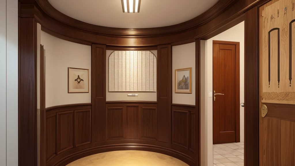 A small and simple confession room, (best quality,4k,8k,highres,masterpiece:1.2),ultra-detailed,(realistic,photorealistic,photo-realistic:1.37), HDR, UHD, studio lighting, ultra-fine painting, sharp focus, physically-based rendering, extreme detail description, professional, vivid colors, bokeh, interior, intimate, warm lighting, wooden furniture, religious iconography, confessional booth