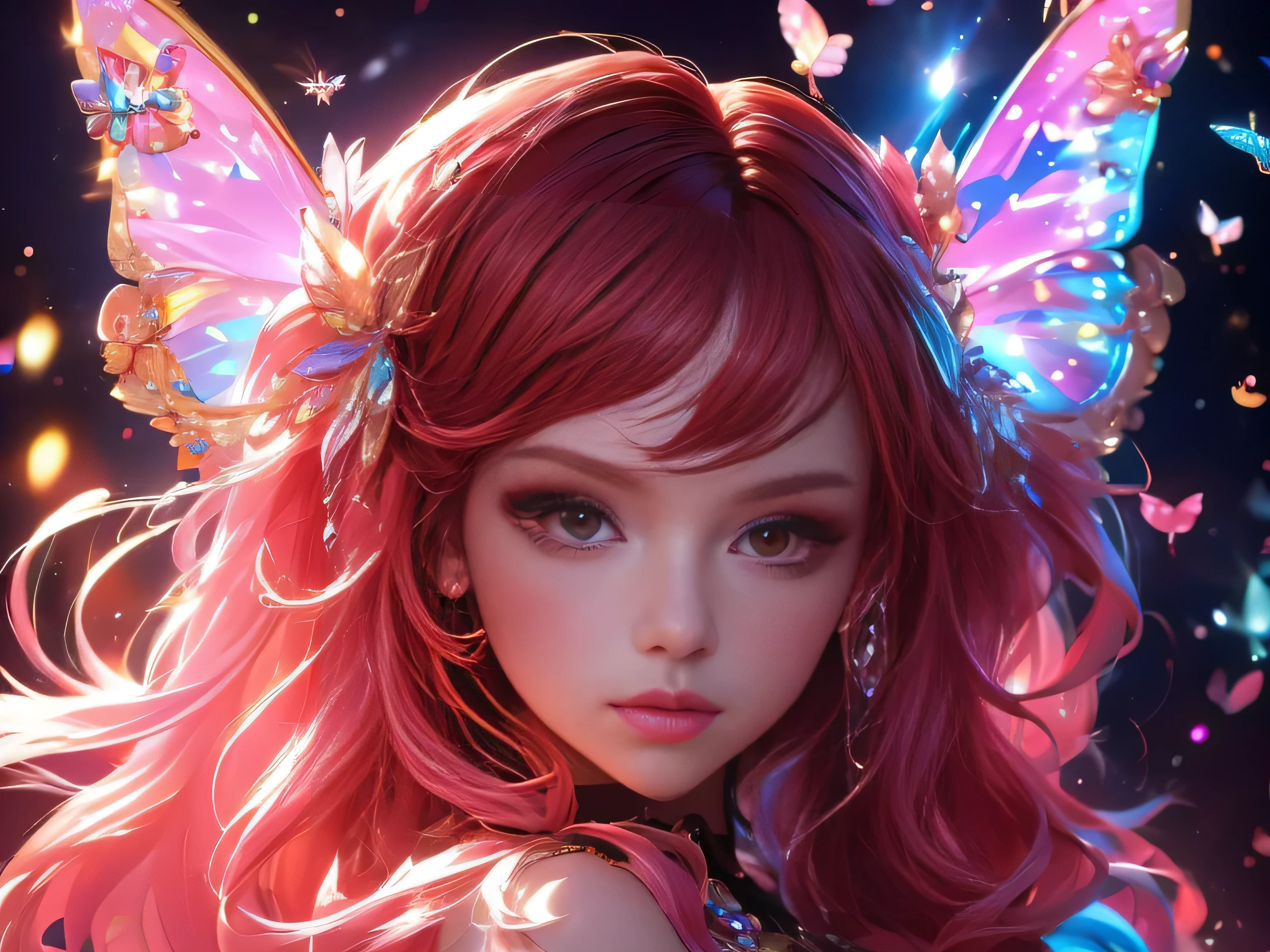 (Best Quality, 8K, Masterpiece, HDR, Soft Lighting, Picture Perfect, Realistic, Vivid), Cat Girl (1.0), Cat Girl with Red Hair and brown eyes and Sexy Revealing Clothes, Pink Bodysuit with Glitter Texture, Beautiful Anime Fantasy, Very beautiful and cute cat girl, large pink butterflies fly around, background blur, anime fantasy, work in Gouves style, realistic: 1.37, top view, red cat girl lies in blue flowers, large pink butterflies fly around, horizontal view, (Ultra High Quality Fantasy Art), Masterpiece, Female Model, Ultra High Quality Female Character Designs, Detailed 8k Anime Art, Realistic Anime Art, Highest Quality Wallpapers, Intricate Ultra High Quality Accurate Female Character Faces, High Quality Designs and Accurate Physics (Fantasy - Ultra High Quality) quality) quality)) art), dark fantasy style), masterpieces, super high-quality characters, anime resolution - 8K, realistic anime art, wallpaper with the highest quality illustrations, ultra-high detail of faces, high-quality design and accurate physics), color, depth of field, shadows, ray tracing, high quality workmanship. -high quality and 8K resolution, (Accurate simulation of the interaction of light and materials)], [High-quality hair detail [More about beautiful and shiny red hair]], (Beautifully detailed hands [perfect fingers [Perfect nails]]], (perfect anatomy (perfect proportions)))) [[Full-length]], [Perfect combination of colors (Accurate imitation of the interaction of light and material)], [art that conveys the meaning of the story](modified)