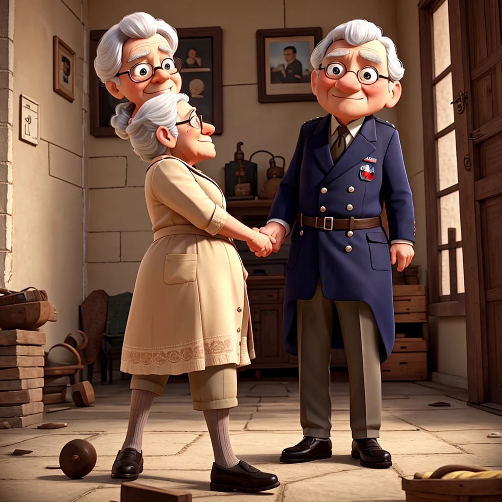 Hitler hitting an old lady