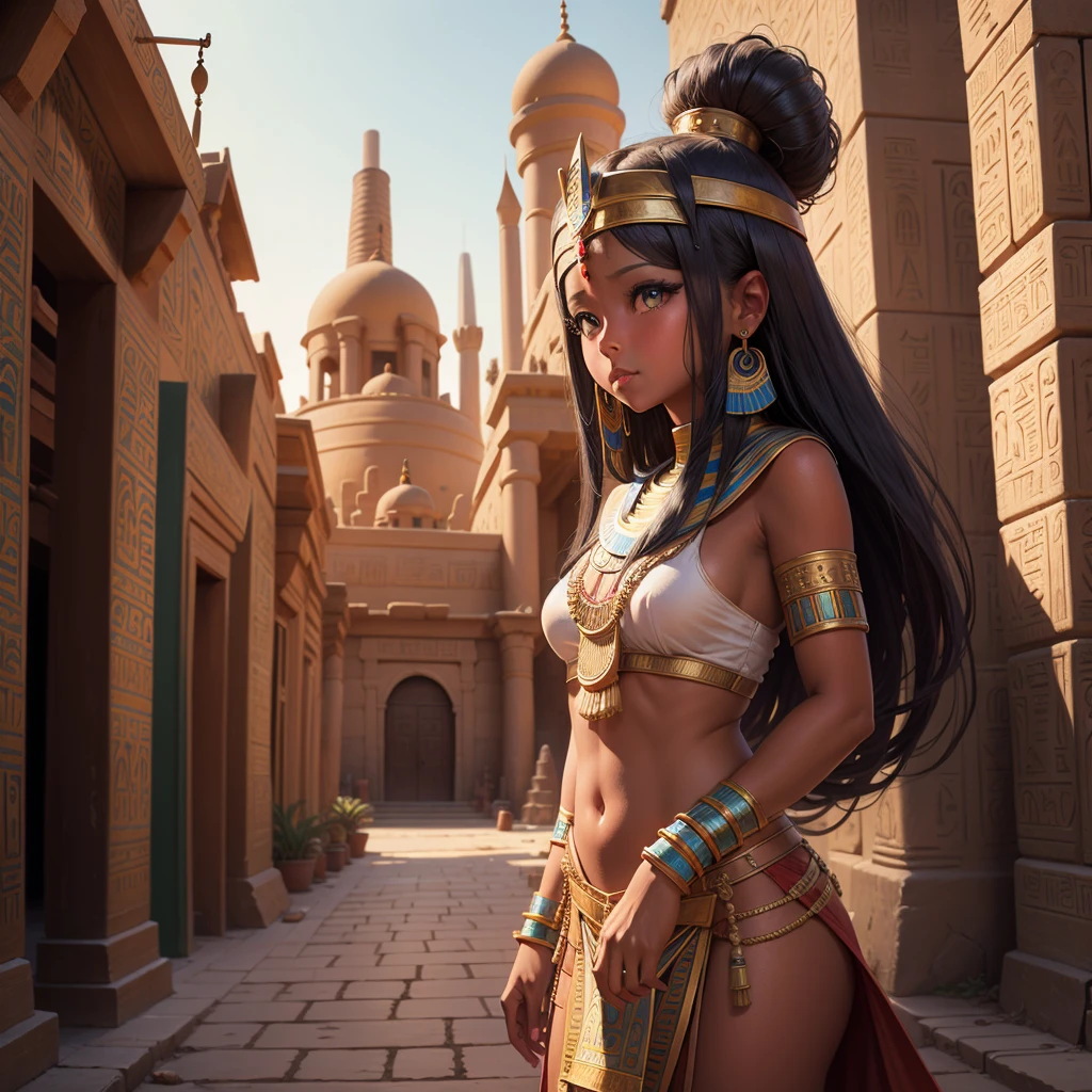 Cute ancient Egyptian princess、Colorful temples of ancient Egypt、The colorful streets of ancient Egypt