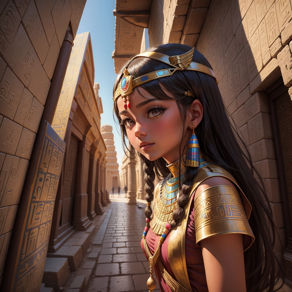 Cute ancient Egyptian princess、Colorful temples of ancient Egypt、The colorful streets of ancient Egypt