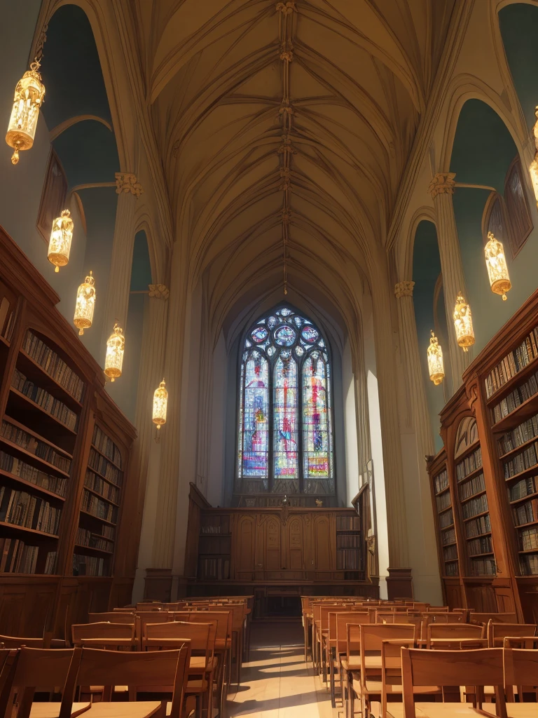a convent dormitory background, interior of a catholic convent, elegant gothic architecture, candle lit room, wooden furniture, stained glass windows, religious statues, leather bound books, ornate ceiling, stone walls, soft lighting, warm color tones, photorealistic, cinematic composition, highly detailed, intricate textures, dramatic lighting, (best quality,4k,8k,highres,masterpiece:1.2),ultra-detailed,(realistic,photorealistic,photo-realistic:1.37)
