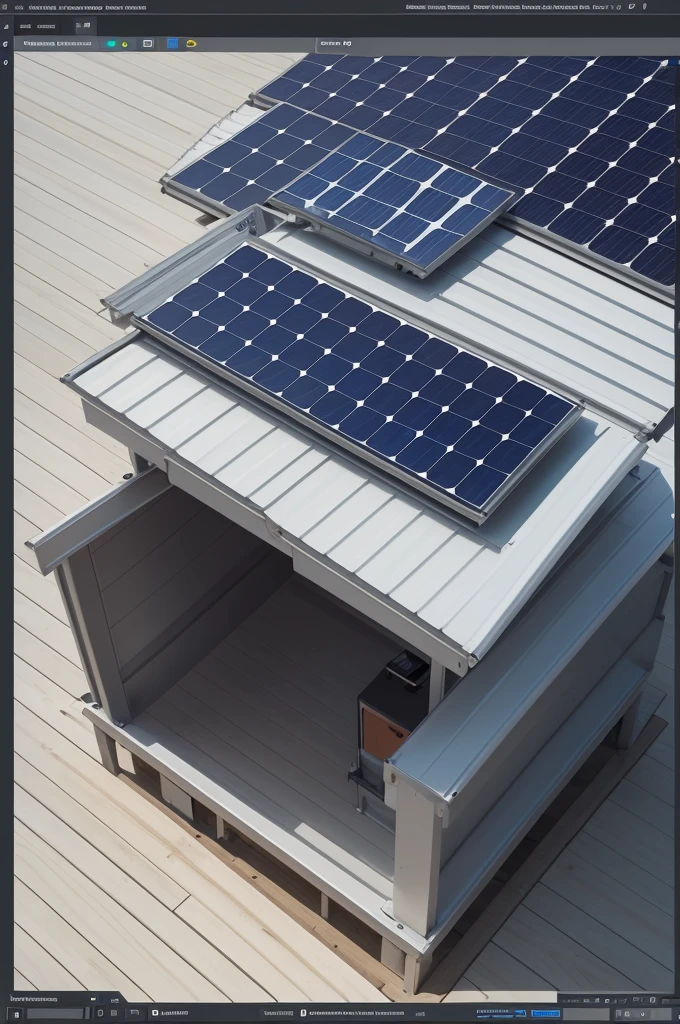 Create a perfect image of a detailed AutoCAD design of a portable solar panel.