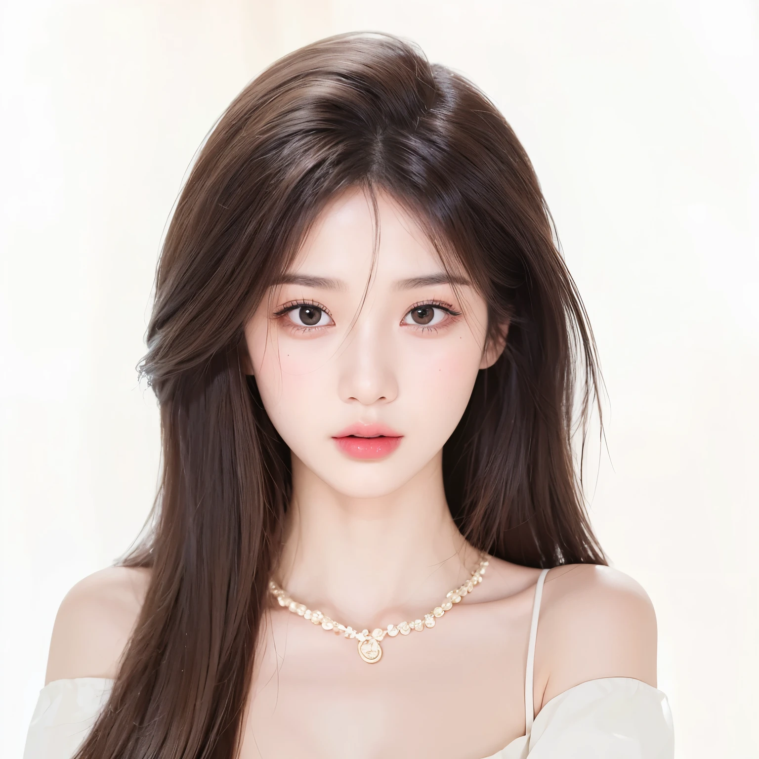 masterpiece, Best quality,Girl with mocha hair,Facing the camera,Middle parted bangs hairstyle,20 years old,Chinese Girl,Sweet girl,a girl,Exquisite facial features,