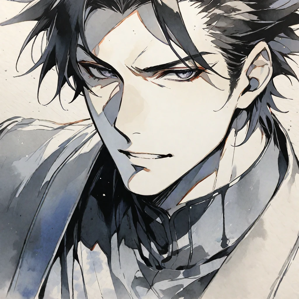 独奏,handsome, monotone,Watercolor,
1. male,
Aizen Sousuke