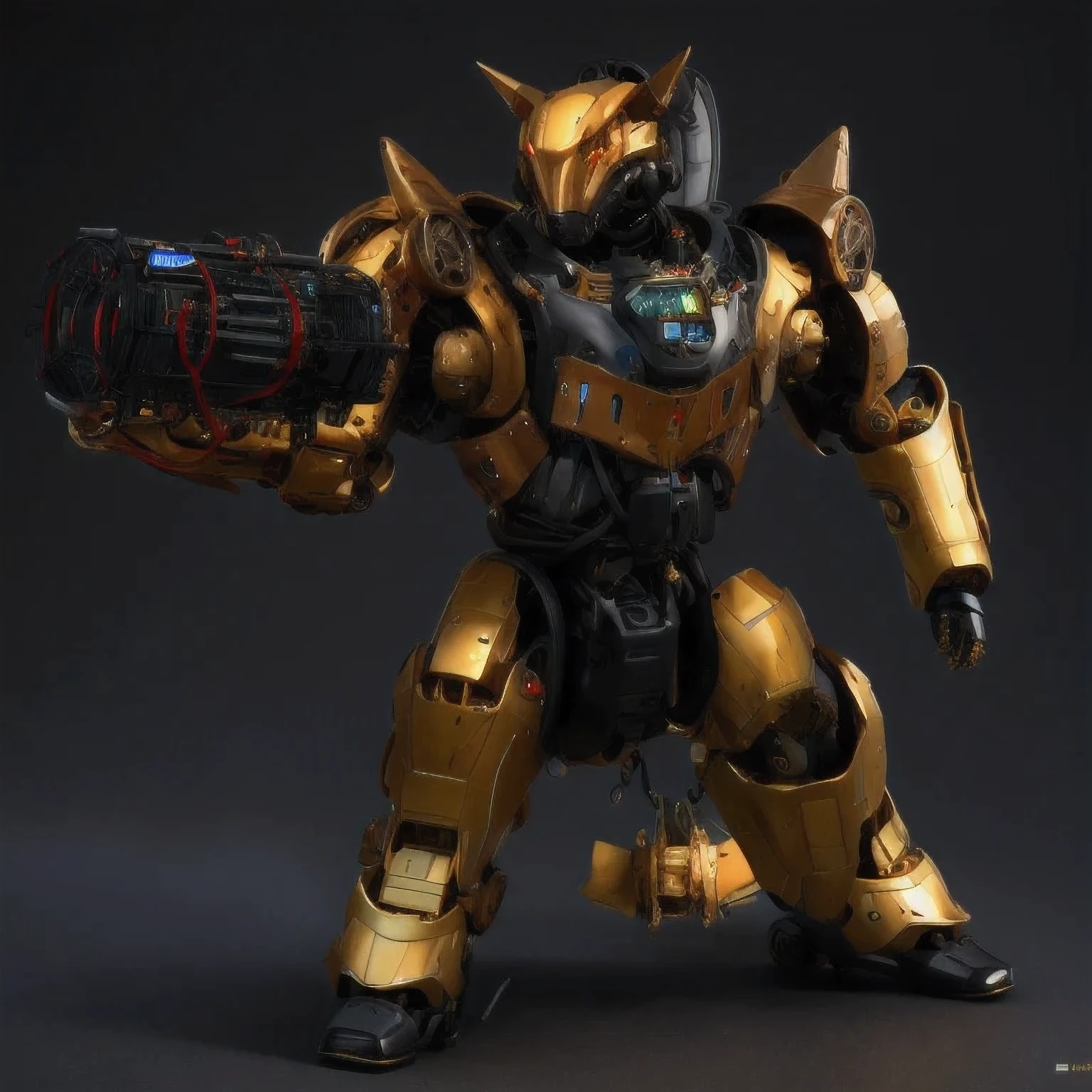 statue of a golden robot on a black surface, cute elaborate epic robot, greek in mecha style, cyber steampunk 8 k 3 d, detailed cosmic angelic robot, the golden humanoid robot, sci - fi armour, detailed humanoid, 3 d 8 k octan render, sculpture of moloch, rendered in keyshot