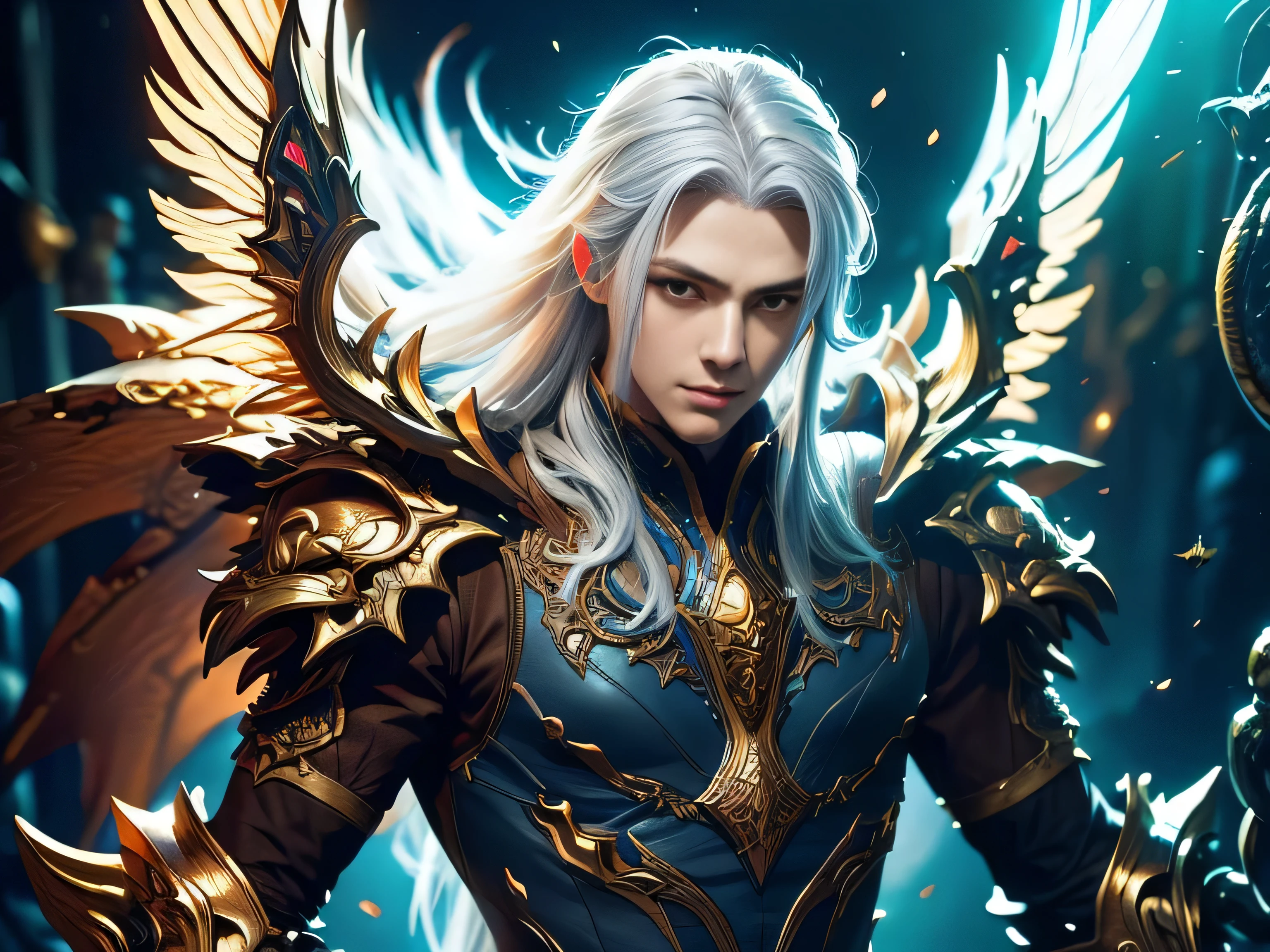 (Best Quality, 8K, Masterpiece, HDR, Soft Lighting, Picture Perfect, Realistic, Vivid), Male Humanoid Dragon (1.0), 1 Guy, (((male))), Perfect Face, Super Detailed Photo of a Magnificent Humanoid Dragon man with long gray hair, Beautiful anime fantasy, background blur, anime fantasy, Gouves style work, realistic: 1.37, long white hair, full lips, (((Curvy guy))), (Ultra high quality fantasy art) , Masterpiece , male model, ultra high quality male character designs, detailed 8k anime art, realistic anime art, highest quality wallpapers, intricate ultra high quality accurate male characters faces, high quality design and accurate physics (fantasy - ultra high quality) art) , dark fantasy style), masterpieces, super high-quality characters, anime resolution - 8K, realistic anime art, wallpapers with the highest quality illustrations, ultra-high detail of faces, high-quality design and accurate physics), color, depth of field, shadows, ray tracing, high quality execution. -high quality and 8K resolution, (Accurate simulation of the interaction of light and materials)], [High-quality hair detail [Read more about beautiful and shiny white hair]], (Beautifully detailed hands [perfect fingers [Perfect nails]]], (perfect anatomy ( perfect proportions)))) [[Full height]], [Perfect combination of colors (Accurate imitation of the interaction of light and material)], [art that conveys the meaning of the story](modified)