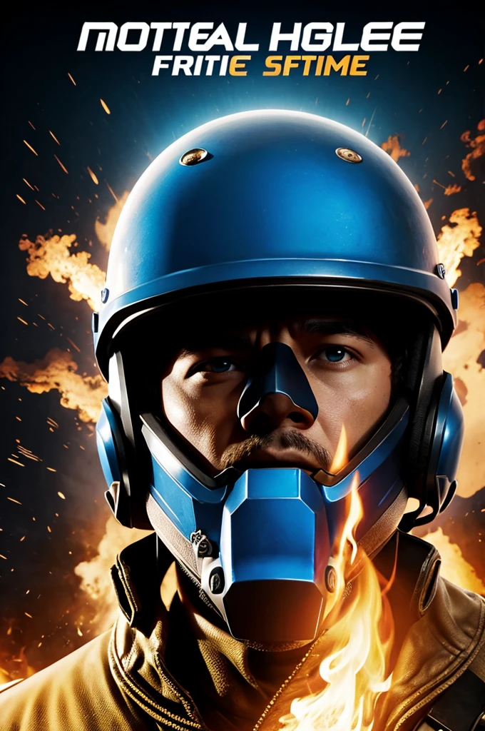 Motorized video game logo with blue helmet free fire