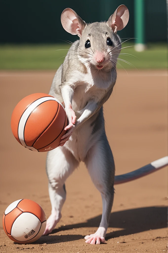 A mouse playing ball