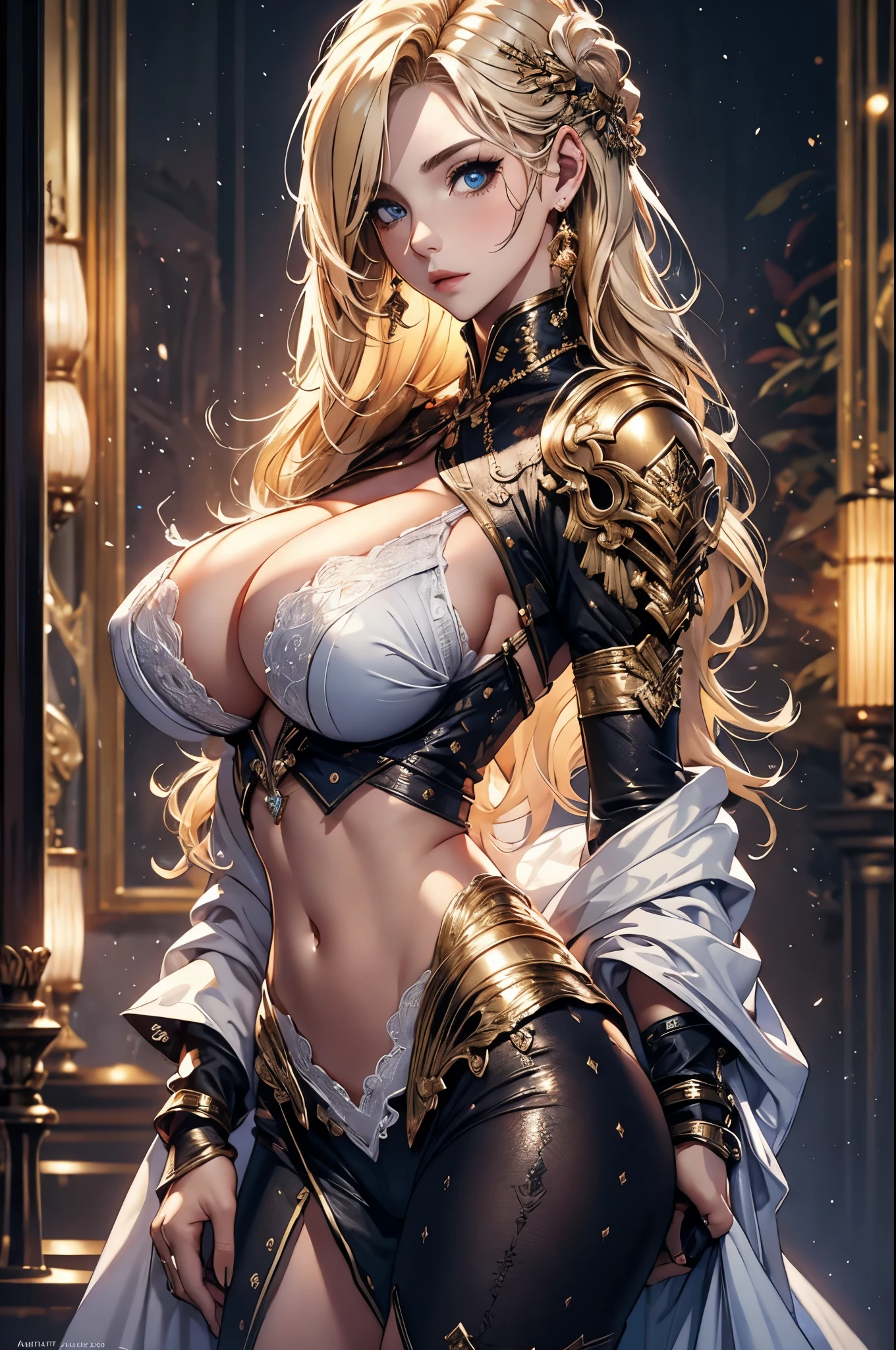 best qualityer, work of art, big boobies, (breasts big), Detailed texture skin, detailed cloth texture, face detailed, super detaill, 8K, intricate-detail, 1 girl, 30 years old, hight contrast, High resolution eyes, blond